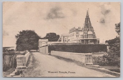 Indien Poona Pune Wanowri Tempel alte Postkarte um 1910 kommerzielle Druckwerke
