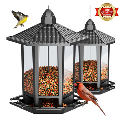 2 Pack Bird Feeders for Outdoor Hanging, Retro Pagoda Design Fun Installation