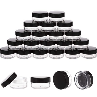 100 Pieces 10 Gram Sample Containers with Lids, Black Sample Jars, BPA Free T...