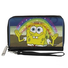 PU Zip Around Wallet Rectangle SpongeBob SquarePants Imagination Smiling Rainbow