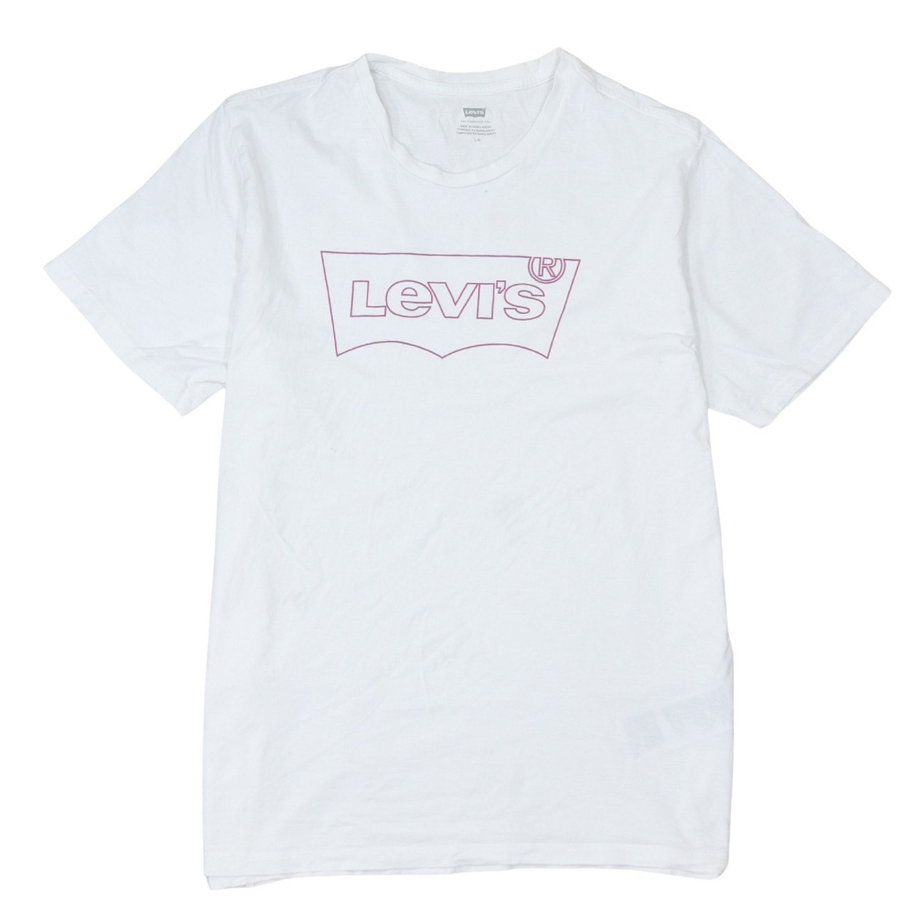 Levis Mens T Shirt White Cotton Graphic Batwing Logo Print Short Sleeve Tee L