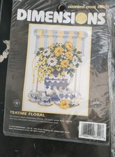 Vintage New Teatime Floral By Dimensions. Cross Stitch Kit.