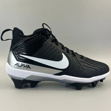 Nike Alpha Menace Strong Football Cleats Men Size 10 Black White II5139-010 NEW