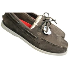 NEW Sperry Gray Nubuck Leather Loafer Boat Men 10M Lace Up Casual 2 Eye Moc Toe