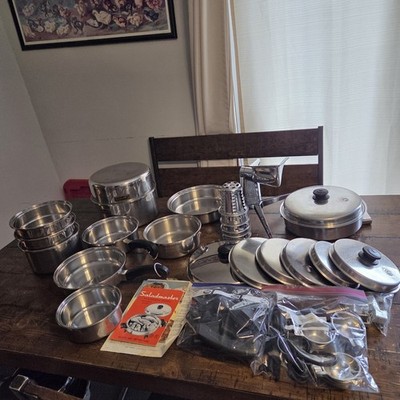 VTG 33 Pc Saladmaster T304S 18-8 Tri Clad Cookware Set 12'' Skillet Boiler Set