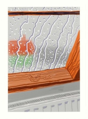 David Hockney Rain on the studio window Print Unframed 