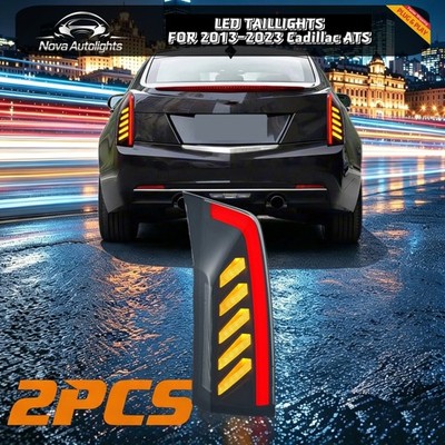 Tail Lights For 2013-2019 Cadillac ATS Smoked LED W/Start Up Animation Assembly