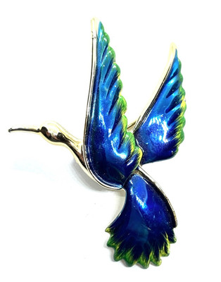 Vintage Gerry s Emaille Brosche fliegender Phönix Vogel goldfarben