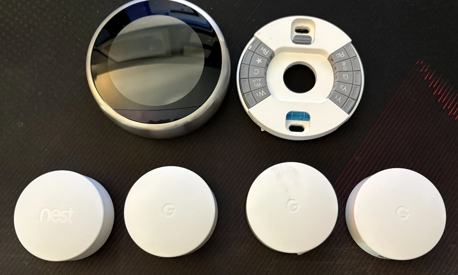 Google Nest 3rd Gen Learning Thermostat Smart Stainless Steel + 4 sensors