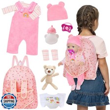 Baby Doll Clothes with Backpack Carrier for 14-18 Inch Doll,Rebor