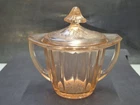 Jeannette Adam Pink Depression Glass Sugar Bowl w/ Lid 1930s Vintage