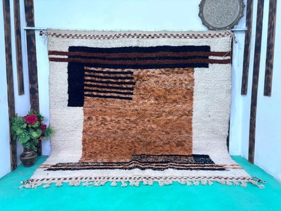 New Berber Beni Ourain Moroccan Wool Rug Color Multi Handmade Design Carpet Rug