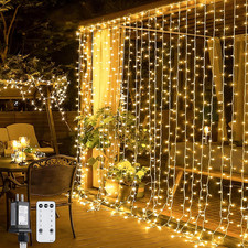 300 LED Remote Control Curtain Lights, Plug in Fairy Curtain Lights Outdoor, Win