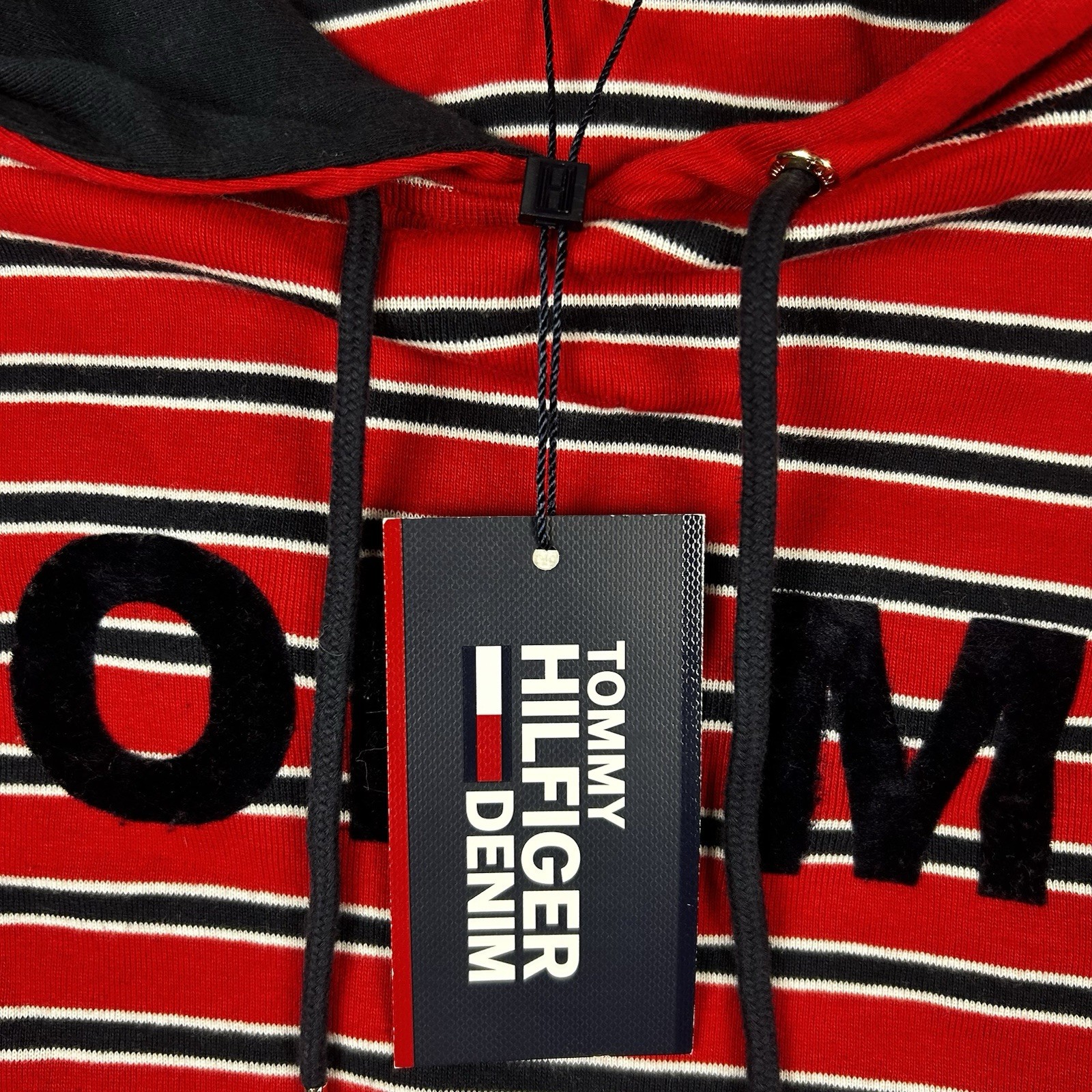 Tommy Hilfiger Denim Hooded Dress 1X Red Stripe Logo Spellout NWT Preppy thumbnail 4