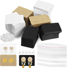 800Pcs Earring Hanging Cards Kit: 300Pcs 3 Styles 1" x 1.4" Earring Holders, ...