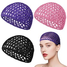 3PCS Net Hair Wrap, Soft Nets for Sleeping One Size, black pink blue
