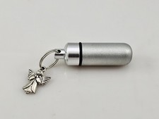 Urn Cremation Ashes Memorial Pendant w/ Angel Charm  Clear Vial Necklace