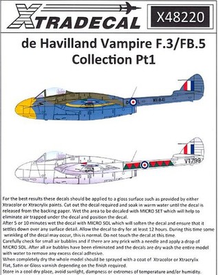 Xtra Decals 1/48 DE HAVILLAND VAMPIRE F.3 FB.5 COLLECTION Part 1