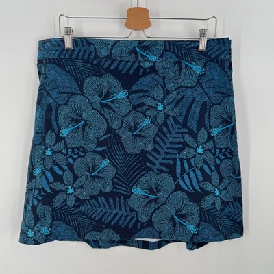 RipSkirt Hawaii Length 2 Athletic Wrap Skirt Large Blue Floral Swim Coverup