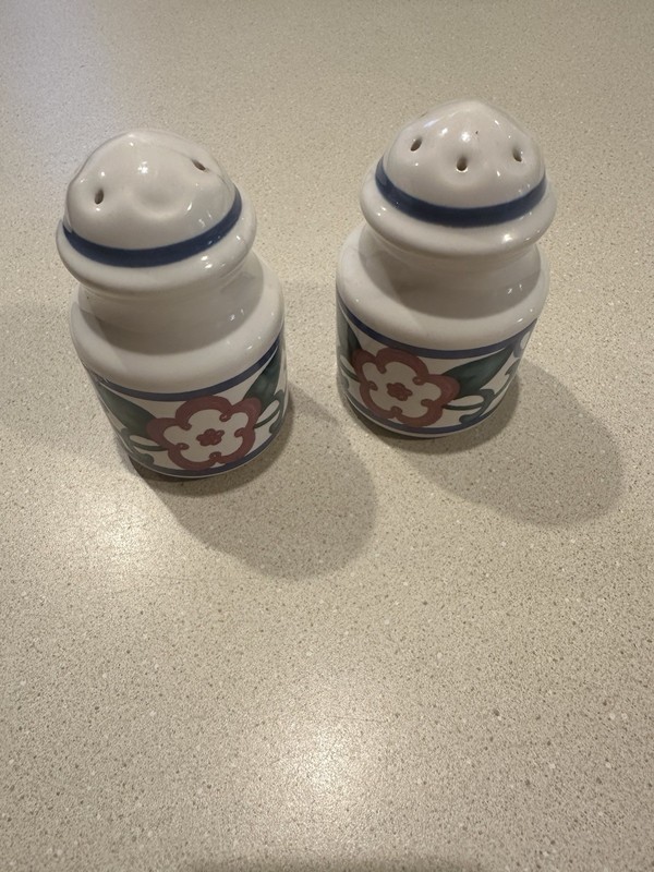 Pfaltzgraff Yorktowne Salt and Pepper Shakers ~ Stoneware ~Vintage ~ Blue S & P