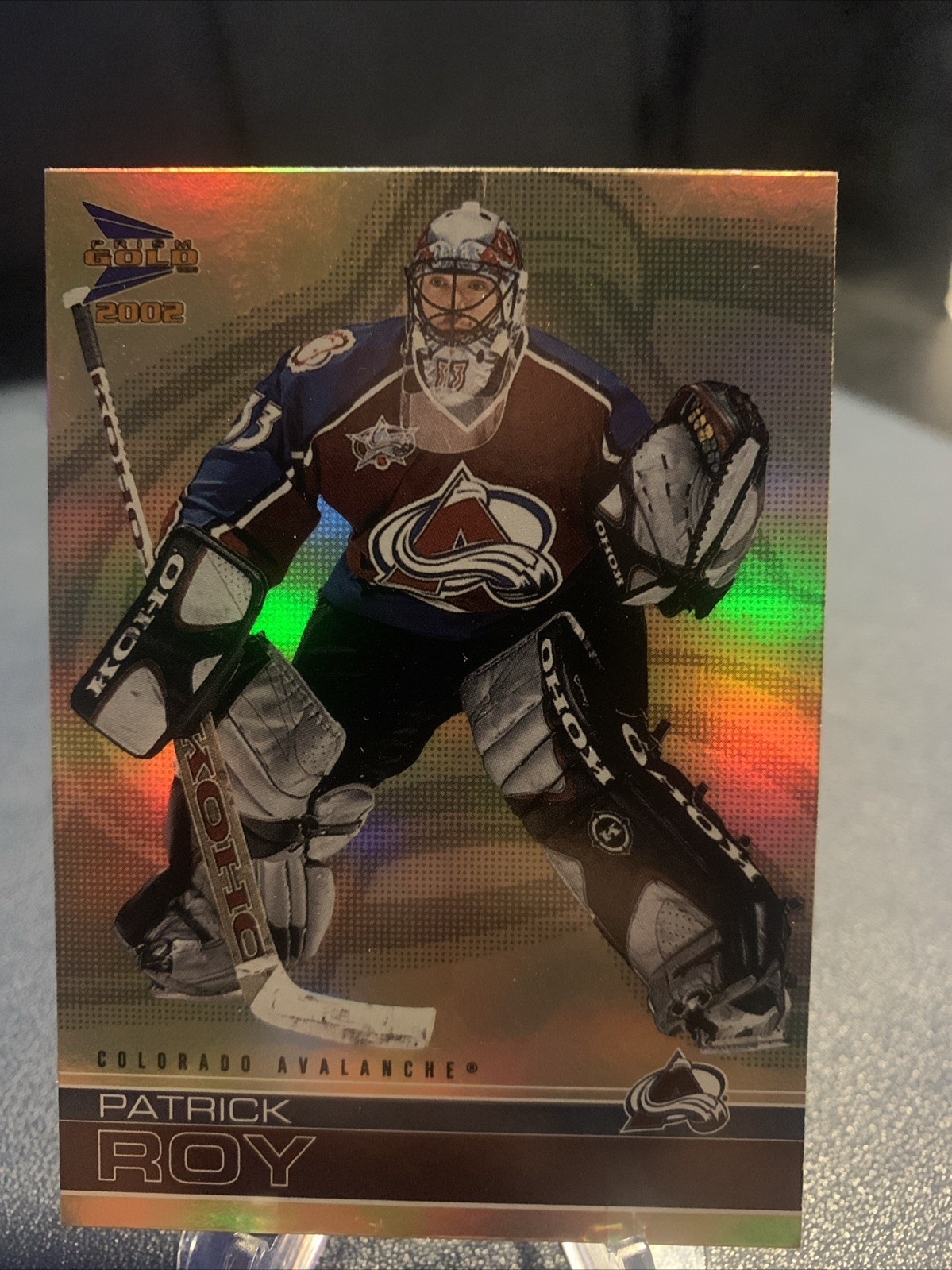 2002 Prism Gold McDonald’s Hockey Cards #6 Patrick Roy Colorado Avalanche