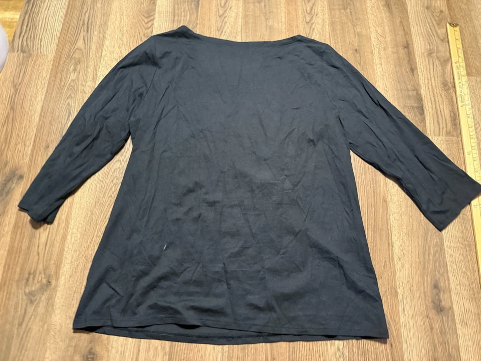 Garnet Hill Shirt, Women's Size Large, Black, 3/4 Sleeve, Boat Neck - Image 2 of 4