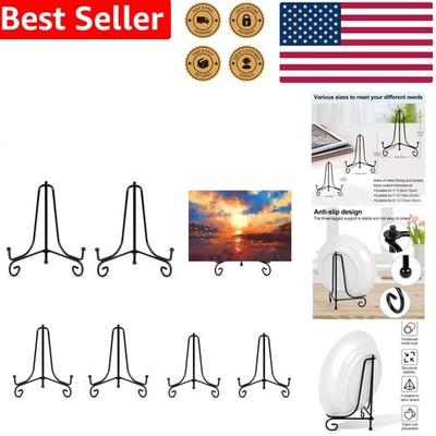 6 Pack Plate Stands Display Easel 3 Sizes Iron Black Tabletop Art Photo Holder