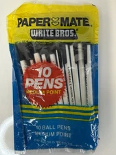 VTG NOS 90’s Paper Mate Write Bros Black Ball Point Pens Medium 10 Pack Sealed