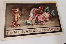 Kute Kiddies #622 Teddy Roller Skating Bear  Postcard