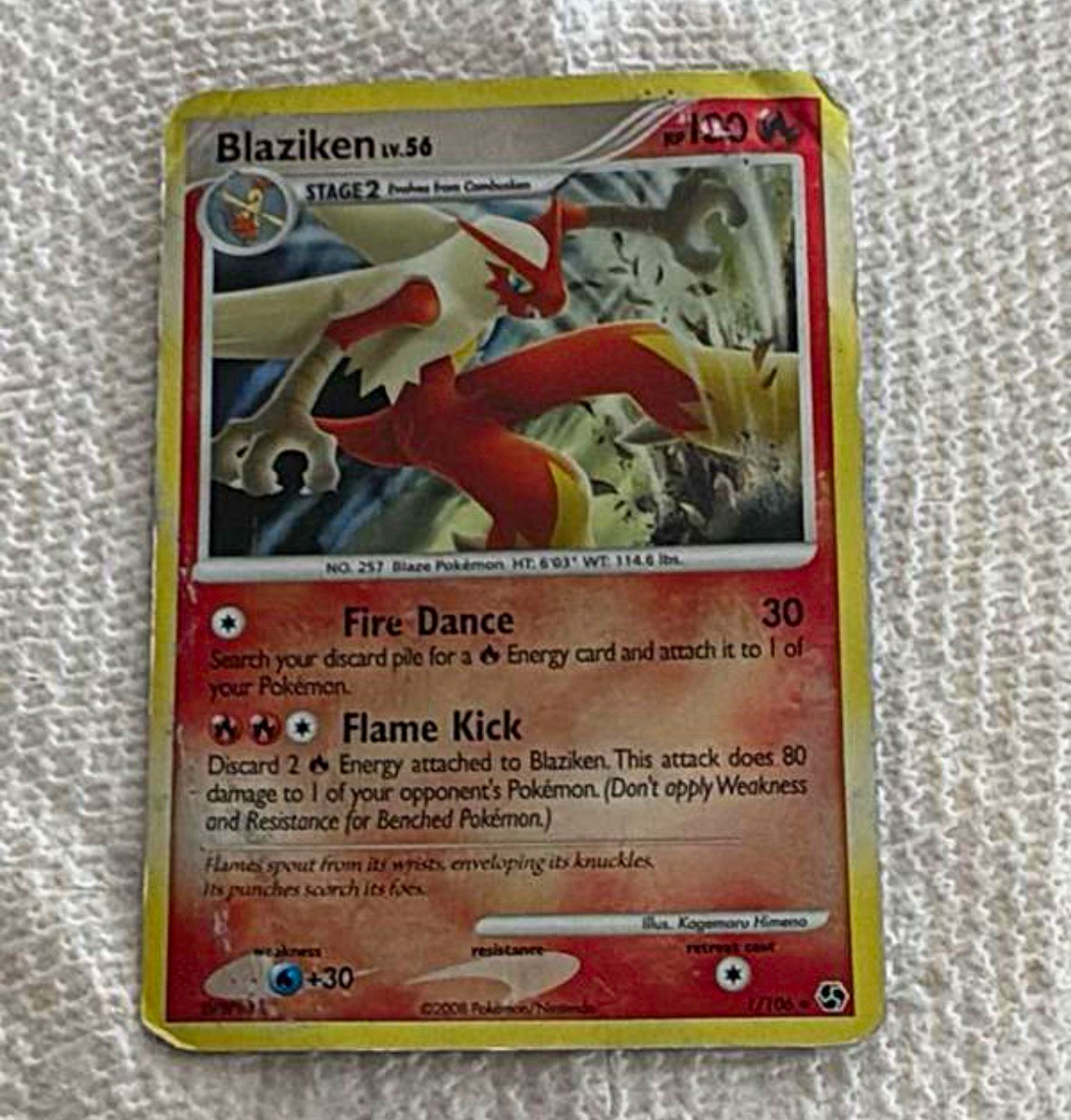 Pokémon Blaziken Great Encounters 1/106 Stage 2 2008 English 100 HP