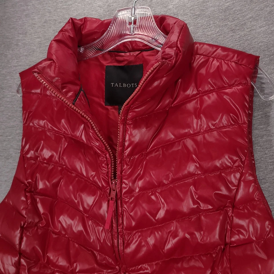 Talbots Vest Womens Large Red Down Puffer Quilted Zip Front Lightweight - Image 2 of 4