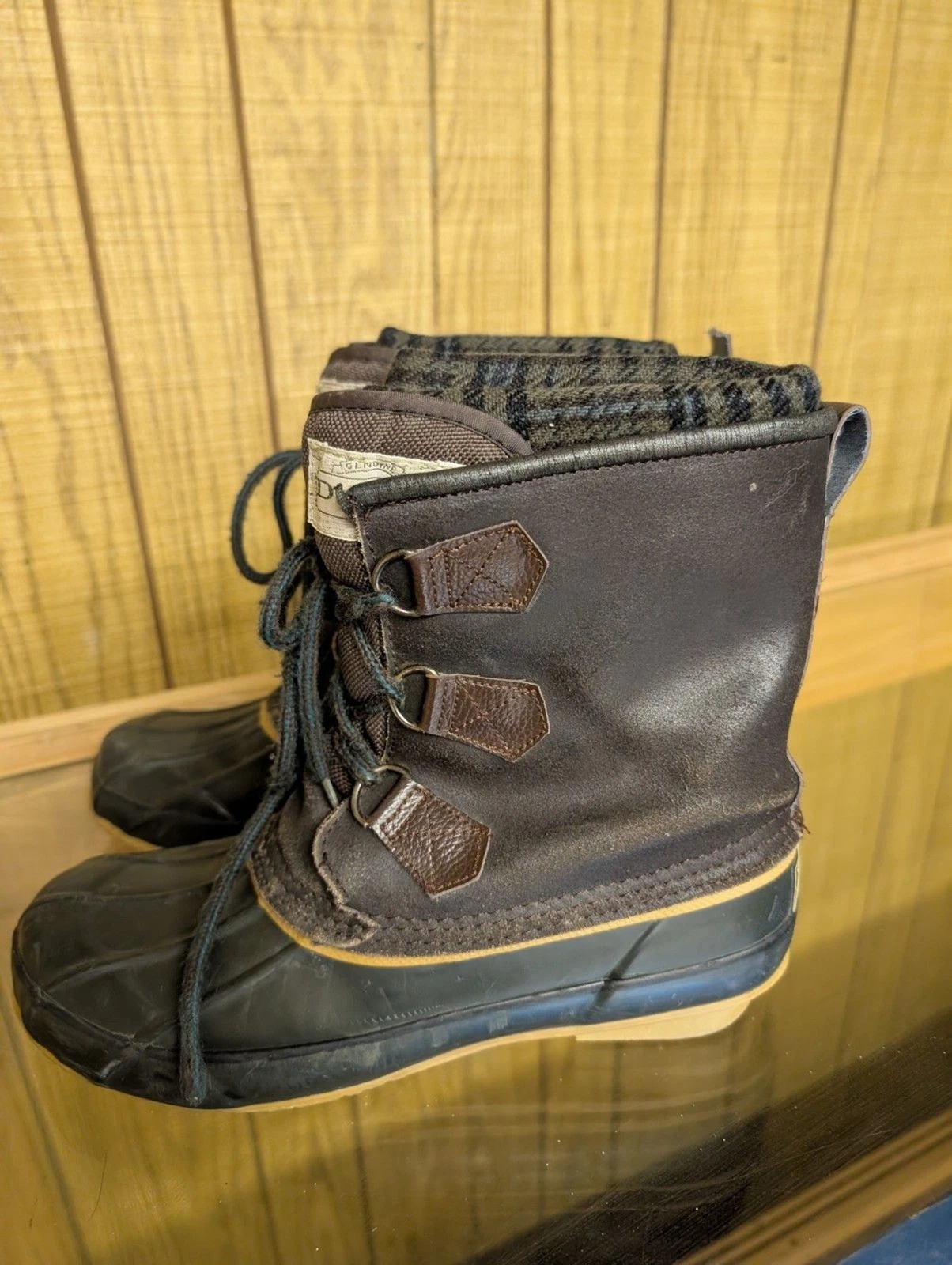 The Original Duck Boots Men's Boots Size 5 Brown Flannel Lined Steel Shank