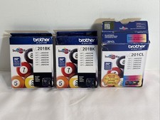Brother LC201 Black Cyan Magenta Yellow 5-Pack Ink Cartridges New Genuine 2x BK