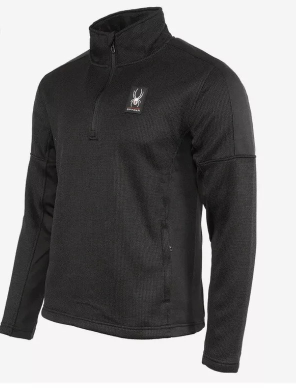 ПУЛОВЕР SPYDER MENS MENDOZA НА МОЛНИИ 1/2 - РАЗМЕР: МУЖСКОЙ S - ЧЕРНЫЙ