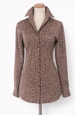 [Prada] Brown Animal Print Long Sleeve Blouse Sz: 4 [IT 40]