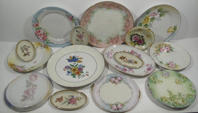 Lot of 15 VTG Mixed Rose~Floral Plates~Saucers~Germany~Japan~Denmark~Nippon