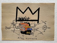 Jean-Michel Basquiat (fatto a mano) disegno tecnica mista su carta firmato e ...
