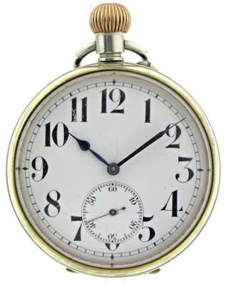 Riesige wohl 8 Tage Herren Goliath Taschen- B-Uhr Beobachtungsuhr  Ø66mm ~1910