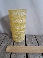 Vintage Spaghetti Glass Tumbler Yellow 5.5" Mid Century #4885L485