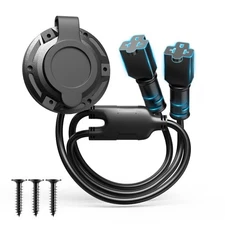 20A RV Shore Power Inlet Plug, 12AWG 125V Dual AC Port Plug,Waterproof 20-Inch