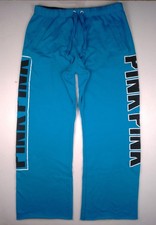 Victorias Secret VS PINK Wide Leg Flare Boyfriend Sweat Pants Logo Blue Medium M