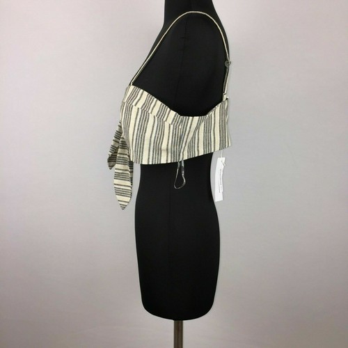 Glamorous Tall Womens 14 Tall Grey Cream Stripe Knot Front Bralette Top AR - Picture 6 of 12