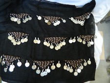 Egyptian Black Belly Dancing Hip Belt Silver Coins Beads Pyramid Shape 13