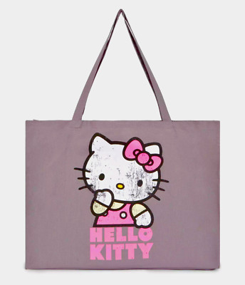 Sanrio HELLO KITTY Jumbo Tote Bag Shopper Travel Shoulder Bag Pink Bow Authentic