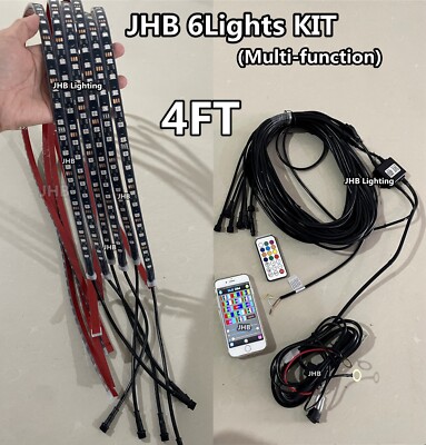 JHB 6PCS 4FT RGB Dream CHASING Flow LED Multi-function Trucks Strips Lights Kit