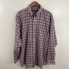 Jon Michael Cane Wrinkle Free Shirt Mens XL Red Plaid Long Sleeve Button Down
