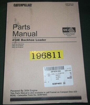 CAT CATERPILLAR 414E BACKHOE LOADER PARTS BOOK MANUAL S/N ELB1-UP