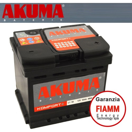 Batteria Auto Akuma = Fiamm 55 AH 12V 480A En Originale Nuova -