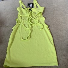 Prettylittlething dress Size 6 Lime Ribbed Tie bust Detail Strappy Bodycom