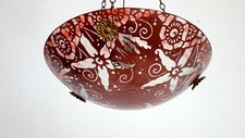 Antik Französische Messing Glas (Pate De Verre) Kronleuchter, Lüster 1 Flammig
